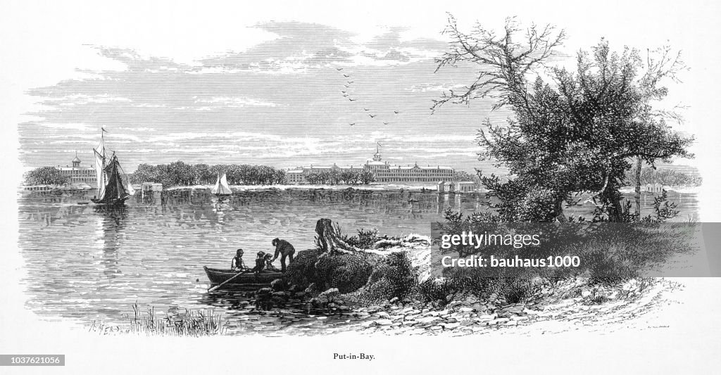Put In Bay, Ohio, United States, American Victorian Engraving, 1872
