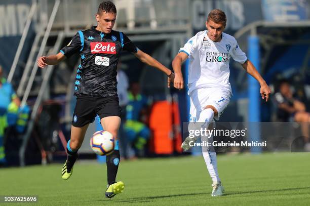 Dimitriss Zelenkovs of Empoli FC U19 in action during the Serie A Primavera match between Empoli U19 v Naopli U19 on September 22, 2018 in Empoli,...