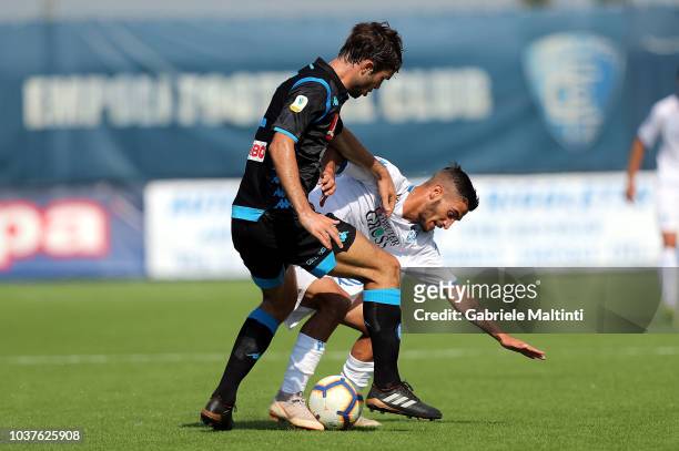 Giuseppe Montaperto of Empoli FC U19 in action during the Serie A Primavera match between Empoli U19 v Naopli U19 on September 22, 2018 in Empoli,...