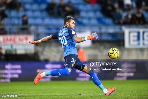 Gauthier Gallon of Orleans during the Ligue 2 match between Sochaux and Orleans at Stade Auguste Bonal on September 21, 2018 in Montbeliard, France.