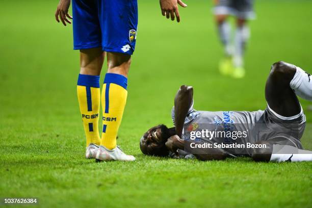 Josema of Sochaux and Ousmane Cissokho of Orleans during the Ligue 2 match between Sochaux and Orleans at Stade Auguste Bonal on September 21, 2018...