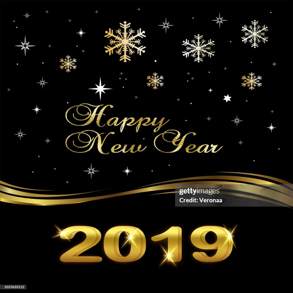 Golden and  black New Year 2019 background