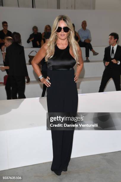 Tiziana Rocca attends the Roberto Cavalli show during Milan Fashion Week Spring/Summer 2019 on September 22, 2018 in Milan, Italy.