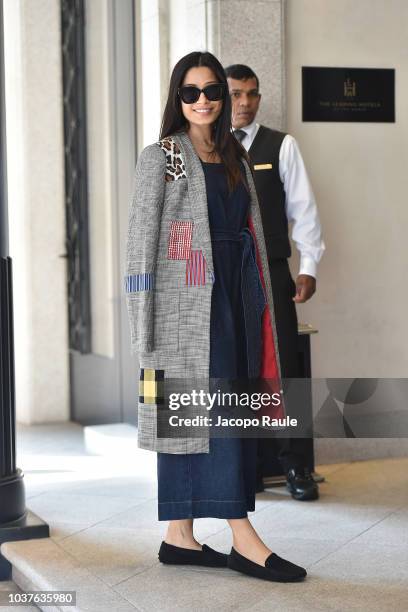 Freida Pinto is seen during Milan Fashion Week Spring/Summer 2019 on September 22, 2018 in Milan, Italy.