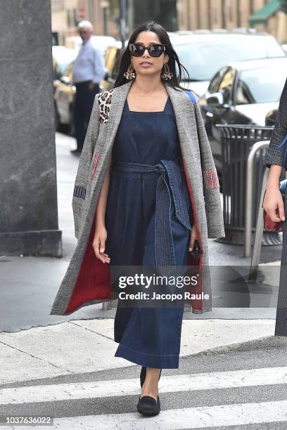 Freida Pinto is seen during Milan Fashion Week Spring/Summer 2019 on September 22, 2018 in Milan, Italy.