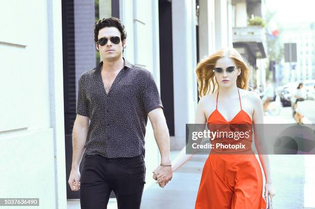 Ellie Bamber is seen during Milan Fashion Week Spring/Summer 2019 on September 22, 2018 in Milan, Italy.