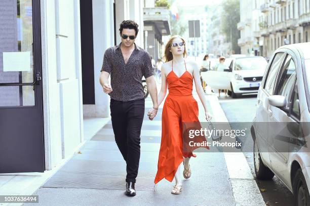 Ellie Bamber is seen during Milan Fashion Week Spring/Summer 2019 on September 22, 2018 in Milan, Italy.