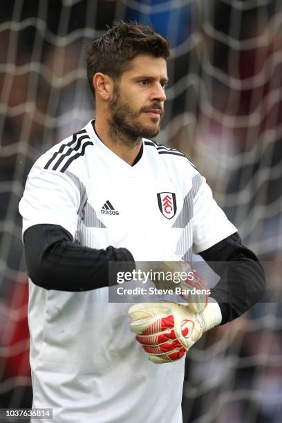 Fabricio Agosto Ramirez of Fulham warms up during the Premier League match between Fulham FC and Watford FC at Craven Cottage on September 22, 2018...