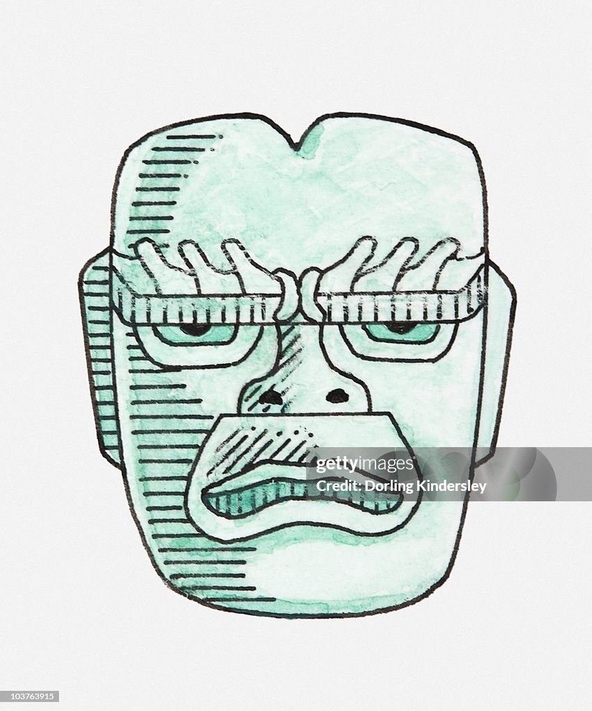 Illustration of Olmec head
