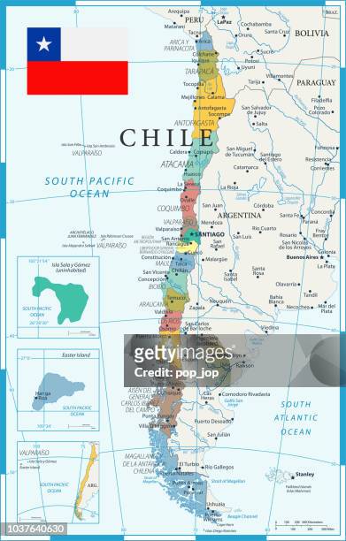 27 - chile - color1 10 - paraguay map stock illustrations