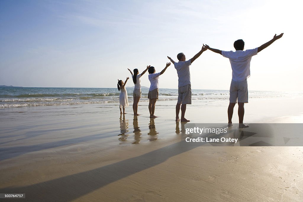 Portrait of family at the beach