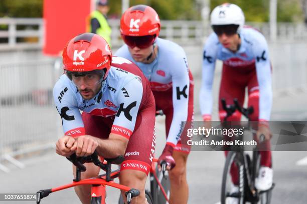 Team Katusha Alpecin of Switzerland during the Team Trial Training of UCI 2018 Road World Championships on September 22, 2018 in Innsbruck, Austria.