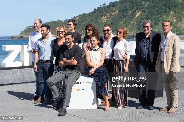 The cast attends the 'A Faithful Man' Photocall during the 66th San Sebastian Film Festival in San Sebastian on September 22, 2018 in San Sebastian,...