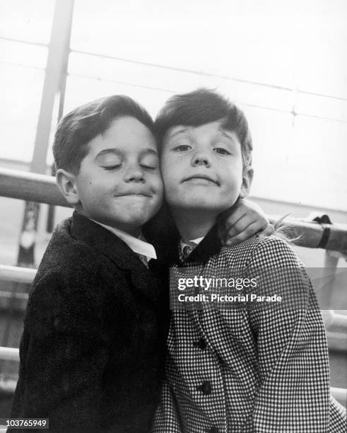 Lucie and Desi Jr., the children of Lucille Ball and Desi Arnaz, on board the liner 'SS Liberte' during a voyage to Europe, circa 1959.