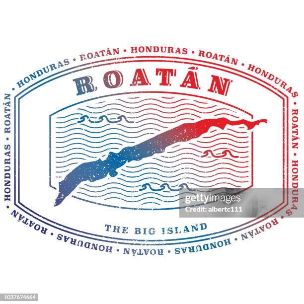 roatan island stamp - honduras - roatan stock illustrations