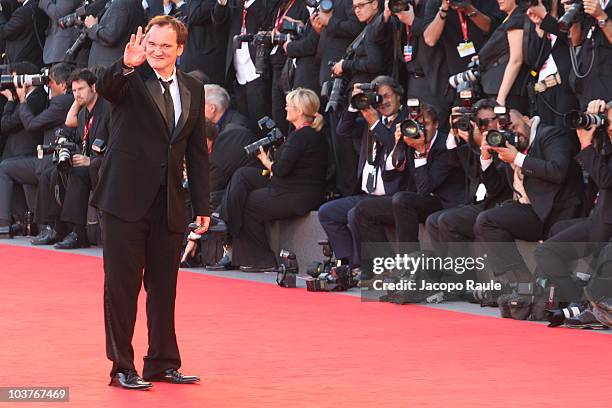 Quentin Tarantino attends the opening ceremony and the "Black Swan" premiere at the Palazzo del Cinema during the 67th Venice International Film...