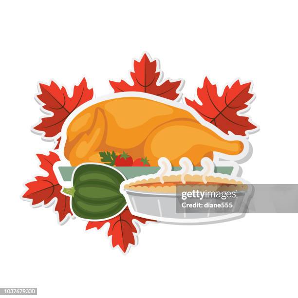 cute autumn design element - pumpkin pie stock illustrations