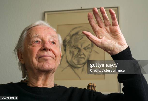 J Rittner German painter Guenter Rittner in his flat in Munich, Germany, 06 ...