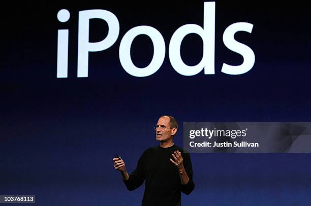 Apple CEO Steve Jobs speaks during an Apple Special Event at the Yerba Buena Center for the Arts September 1, 2010 in San Francisco, California. Jobs...