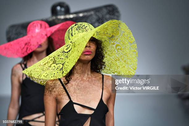 Model walks the runway at the Marta Jakubowski Ready to Wear Spring/Summer 2019 fashion show during London Fashion Week September 2018 on September...