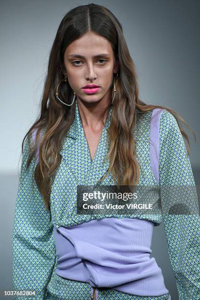 Model walks the runway at the Marta Jakubowski Ready to Wear Spring/Summer 2019 fashion show during London Fashion Week September 2018 on September...