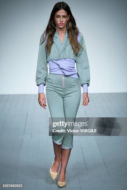 Model walks the runway at the Marta Jakubowski Ready to Wear Spring/Summer 2019 fashion show during London Fashion Week September 2018 on September...