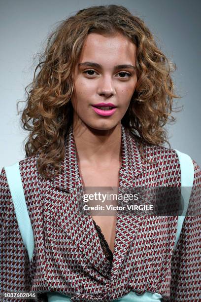 Model walks the runway at the Marta Jakubowski Ready to Wear Spring/Summer 2019 fashion show during London Fashion Week September 2018 on September...