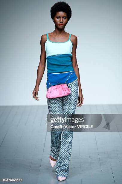 Model walks the runway at the Marta Jakubowski Ready to Wear Spring/Summer 2019 fashion show during London Fashion Week September 2018 on September...