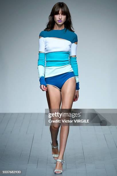 Model walks the runway at the Marta Jakubowski Ready to Wear Spring/Summer 2019 fashion show during London Fashion Week September 2018 on September...