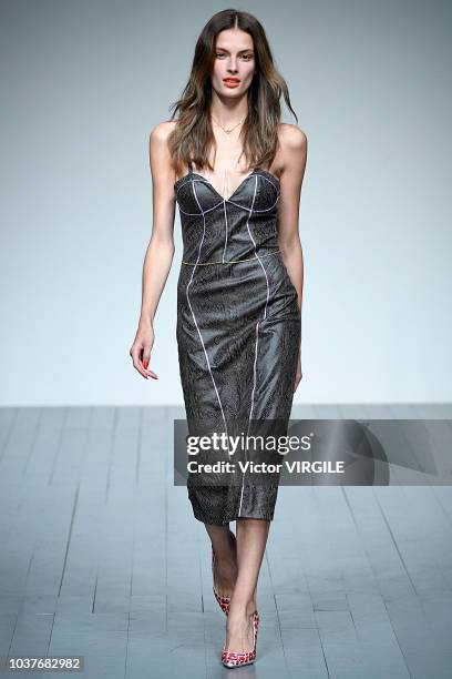 Model walks the runway at the Marta Jakubowski Ready to Wear Spring/Summer 2019 fashion show during London Fashion Week September 2018 on September...