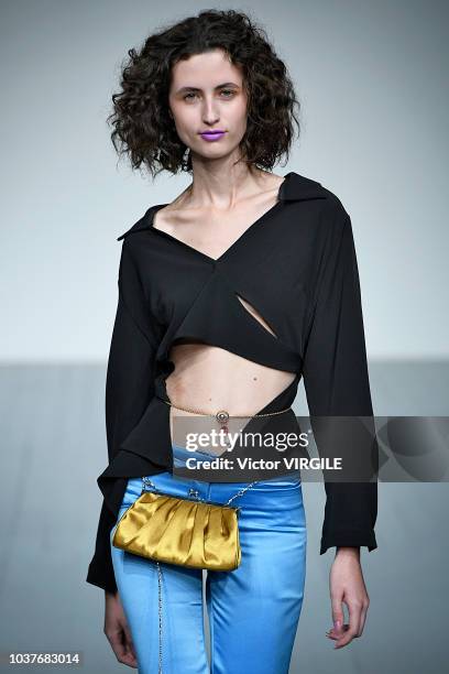 Model walks the runway at the Marta Jakubowski Ready to Wear Spring/Summer 2019 fashion show during London Fashion Week September 2018 on September...