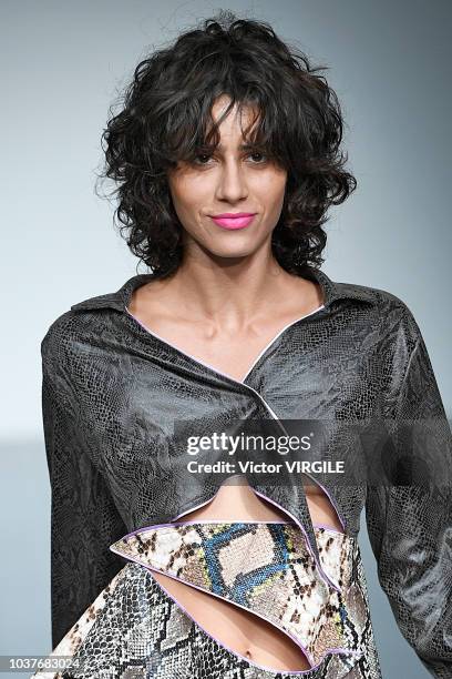 Model walks the runway at the Marta Jakubowski Ready to Wear Spring/Summer 2019 fashion show during London Fashion Week September 2018 on September...