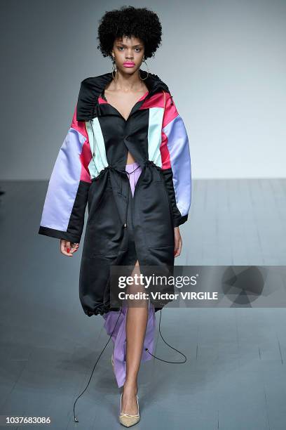 Model walks the runway at the Marta Jakubowski Ready to Wear Spring/Summer 2019 fashion show during London Fashion Week September 2018 on September...