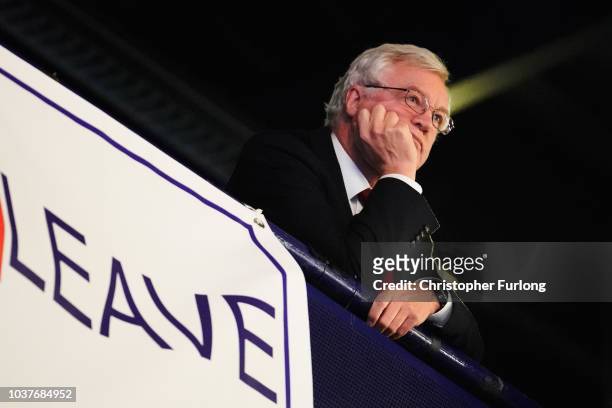 Conservative MP David Davis, the former Secretary of State for Exiting the European Union, attends a Leave Means Leave rally held at the University...