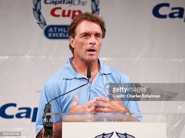 Doug Flutie, 1984 Heisman Trophy Winner attends the Division 1 College Sports Award launch at The Times Center on September 1, 2010 in New York City.