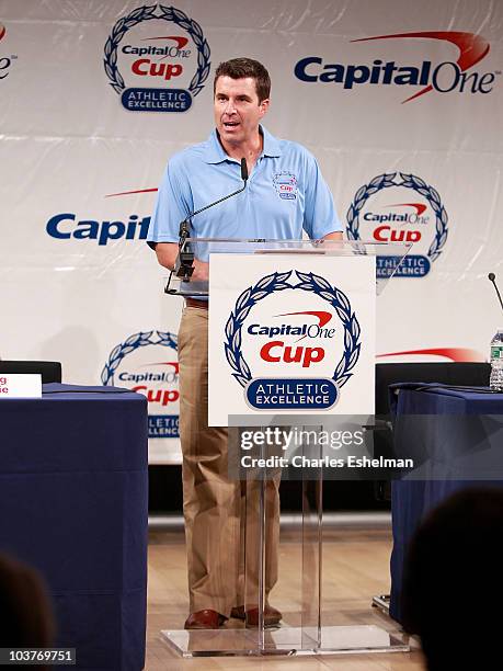 Rece Davis, ESPN sports journalist hosts the Division 1 College Sports Award launch at The Times Center on September 1, 2010 in New York City.