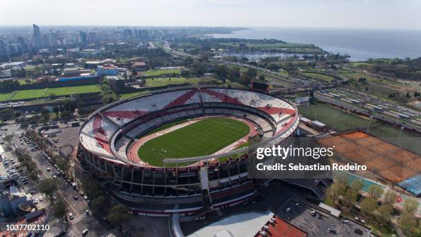 Aerial view of Estadio Monumental Antonio Vespucio Liberti on September 21, 2018 in Buenos Aires, Argentina.