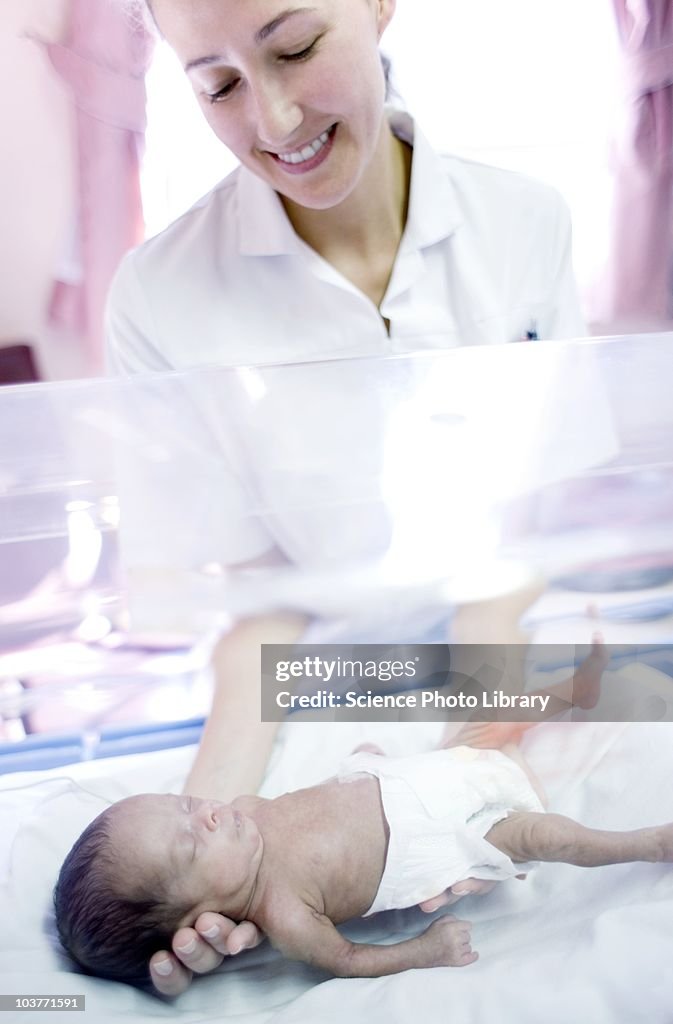 Nurse and premature baby