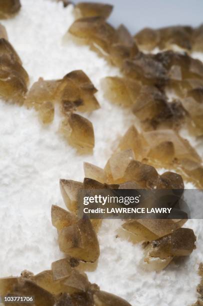 calcite crystals on modenite - calcite stock pictures, royalty-free photos & images