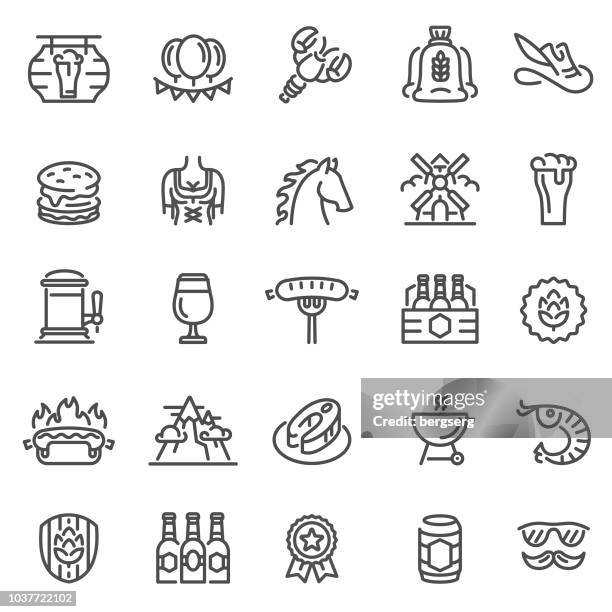 beer festival icons. beer fest concept set - oktoberfest home stock illustrations