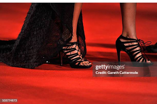 Shoe detail as actress Jessica Alba attends the "Machete" premiere during the 67th Venice Film Festival at the Sala Grande Palazzo Del Cinema on...