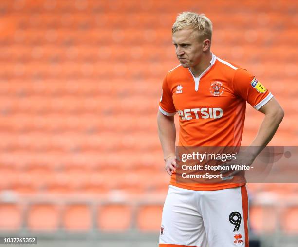 Blackpool's Mark Cullen during the Sky Bet League One match between Blackpool and Luton Town at Bloomfield Road on September 22, 2018 in Blackpool,...