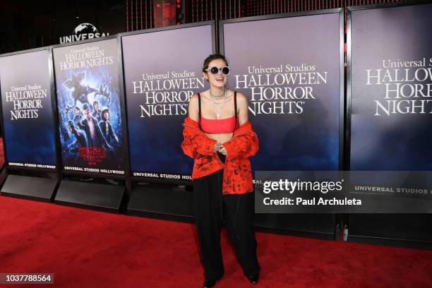 Actress Bella Thorne attends the opening night celebration of 'Halloween Horror Nights' at Universal Studios CityWalk Cinemas on September 14, 2018...