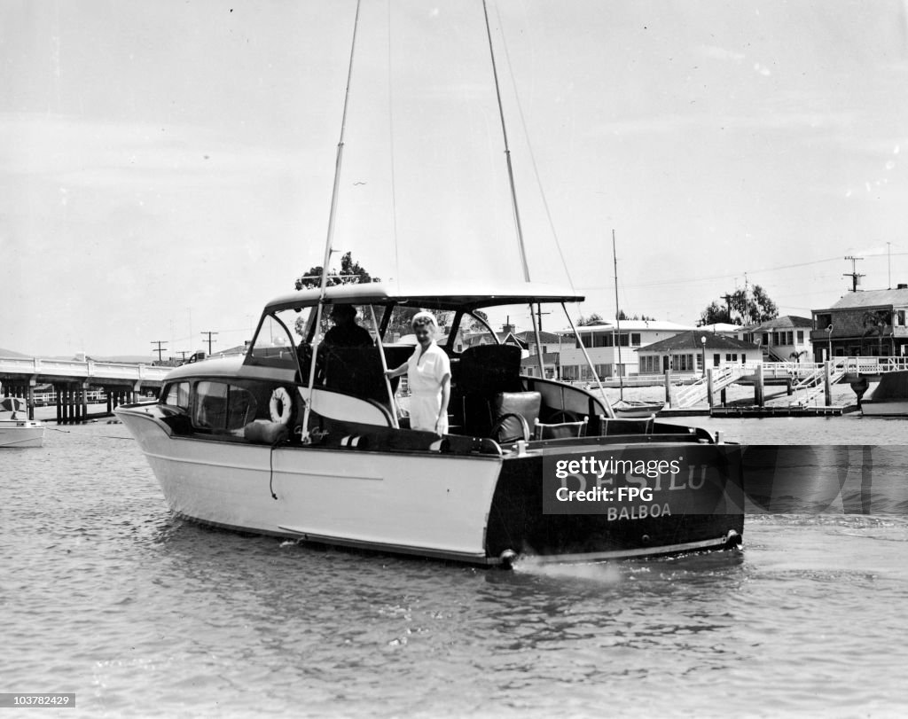 Desilu American actress Lucille Ball with her husband Desi Arnaz on board ...