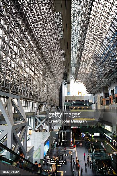 kyoto railway station interior. - kyoto station stock pictures, royalty-free photos & images