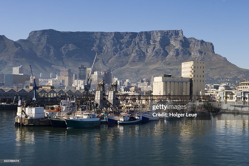 Fishing boats, Waterfront and Table Mountain.