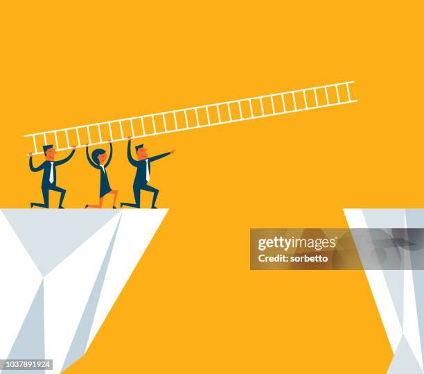 business team using ladder - obstacle course vector stock illustrations