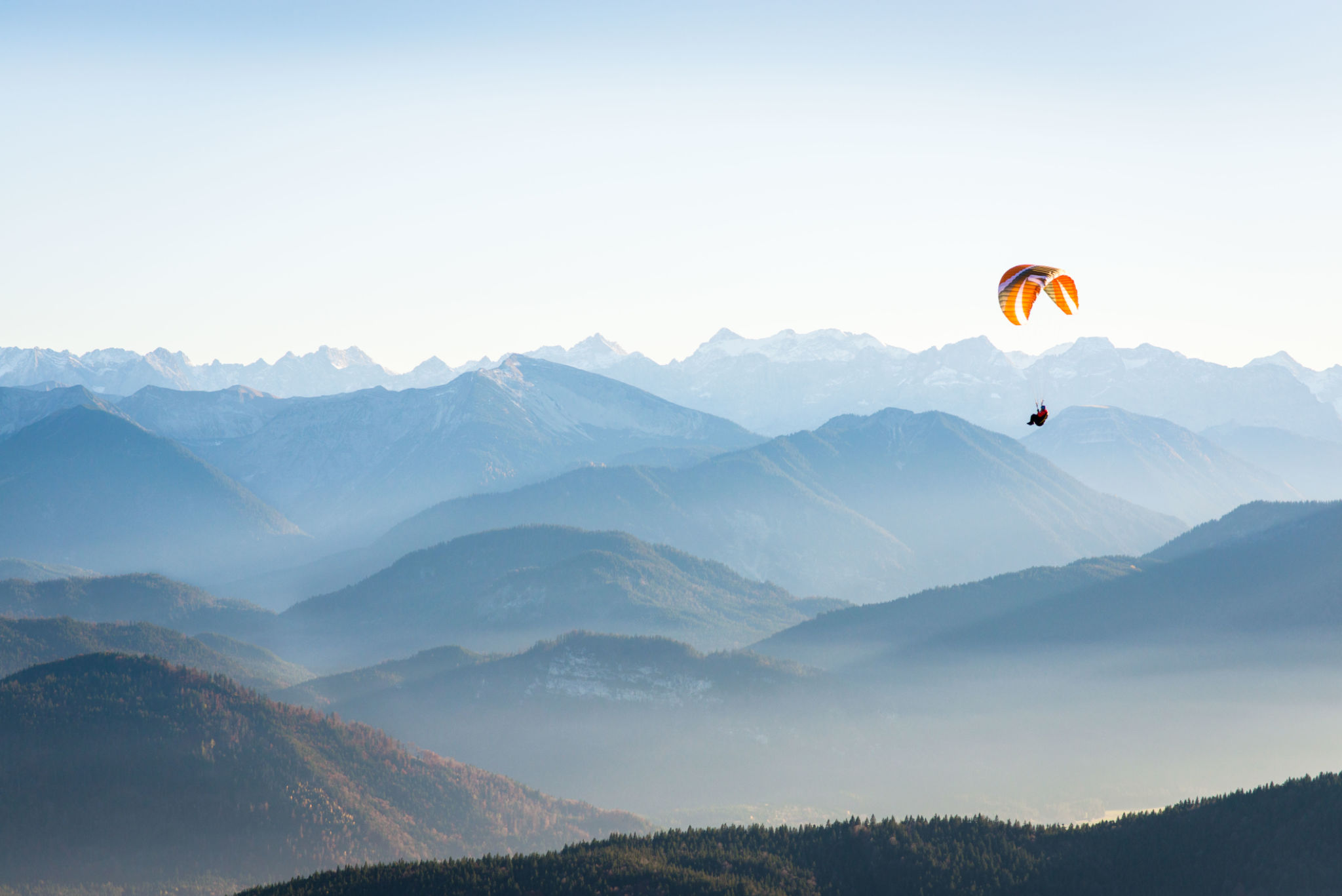 paragliding in flight
