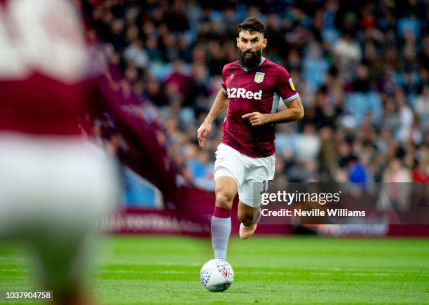 Mile Jedinak of Aston Villa during the Sky Bet Championship match between Aston Villa and Sheffield Wednesday at Villa Park on September 22, 2018 in...