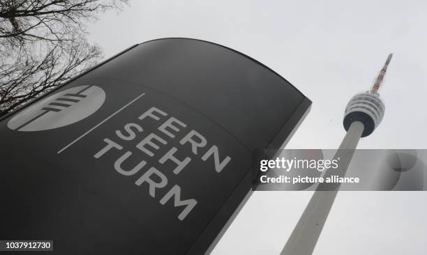 Sign reads Fernsehturm in Stuttgart, Germany, 28 March 2013. Due to deficient fire safety, the tower is closed to visitors. Photo:...